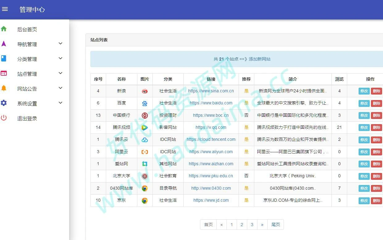 【亲测】简单的网站导航源码，功能完整，可以使用。